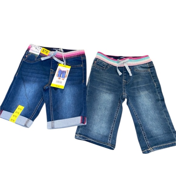 Girls Vigoss Super Stretch Bermuda Shorts Knit Waistband Blue (2JEANSFOR 1 Deal) - Picture 1 of 17